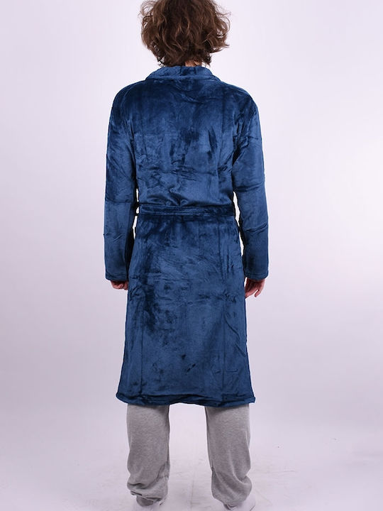 Men's velvet robe Blue