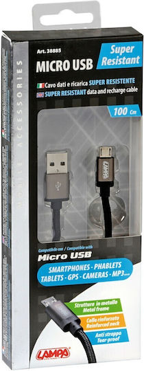 Lampa Long Tip Braided USB 2.0 to micro USB Cable Μαύρο 1m L3888.5 1τμχ