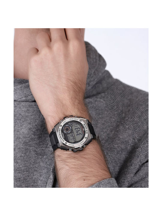 Casio Digital Uhr Chronograph Batterie mit Schwarz Kautschukarmband