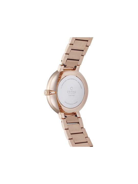 Obaku Lyng Lille Lavender Watch with Pink Gold Metal Bracelet