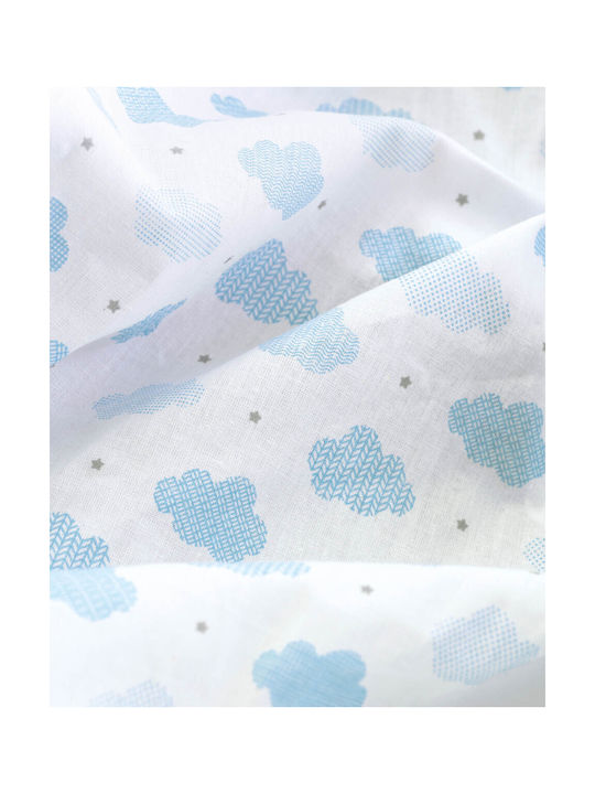 Rythmos Cloudy Set Kids Duvet Cover Single with Pillowcase Cotton Blue 160x250cm