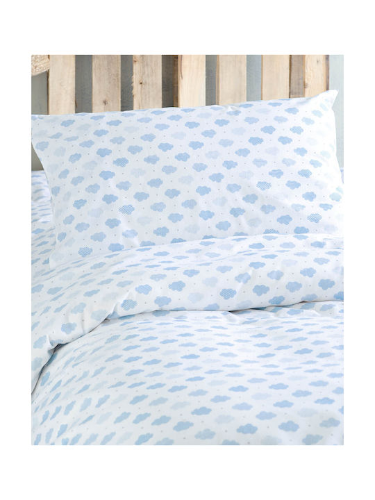 Rythmos Cloudy Set Kids Duvet Cover Single with Pillowcase Cotton Blue 160x250cm