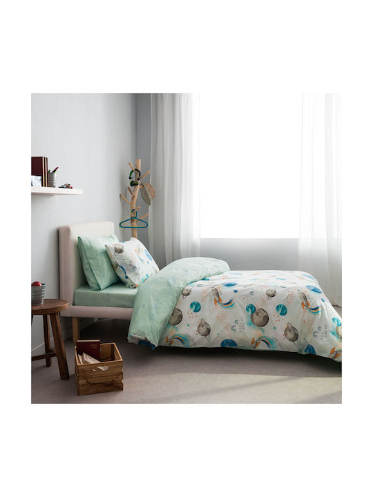 Vesta Home Space Σετ Παιδική Παπλωματοθήκη Μονή με Μαξιλαροθήκη Βαμβακερή Πολύχρωμη 170x240εκ.