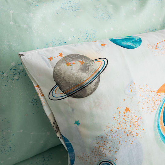 Vesta Home Space Set Kids Duvet Cover Single with Pillowcase Cotton Multicolored 170x240cm