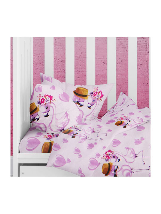 Dimcol Flamingo Baby Cotton Pillowcase Lilac 35x45cm