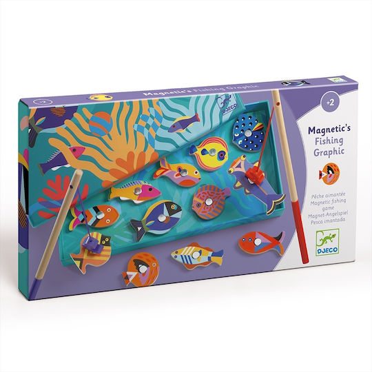 Djeco Wooden Fishing Game Fishing Graphic For 2+ Years (Various Designs) 1pc