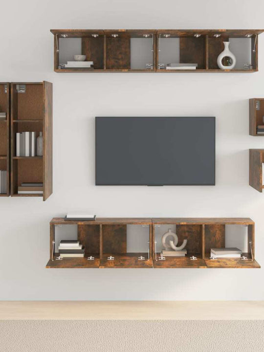 Living Room TV Unit Smoked Oak 8pcs L30.5xW30xH90cm