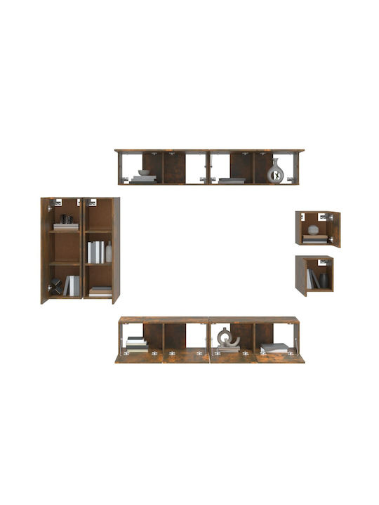 Living Room TV Unit Smoked Oak 8pcs L30.5xW30xH90cm