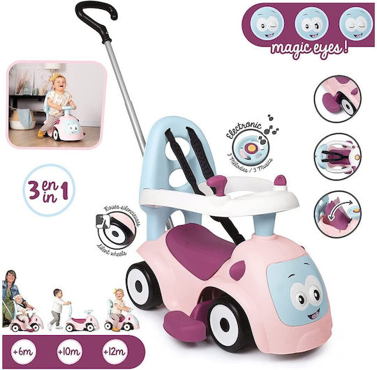Smoby Maestro Αυτοκινητάκι Ride On με Χειρολαβή για 12+ μηνών Ροζ