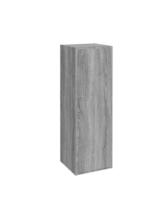 Wall-Mounted Living Room Cabinet with Lighting Grey 30.5x30x90cm