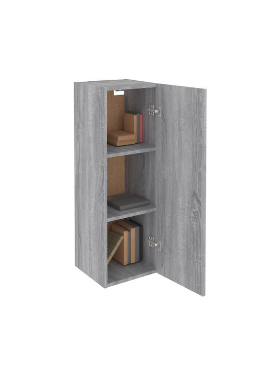 Wall-Mounted Living Room Cabinet with Lighting Grey 30.5x30x90cm