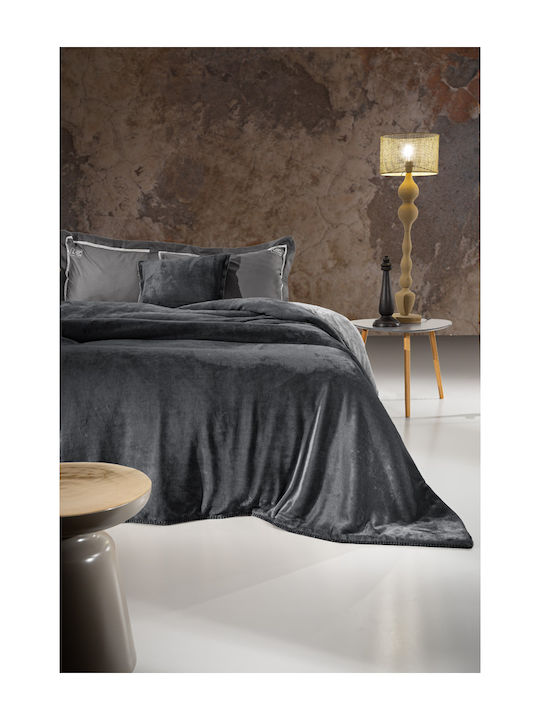 Guy Laroche Velvet Σετ Κουβέρτα Fleece Μονή 160x220εκ. Anthracite