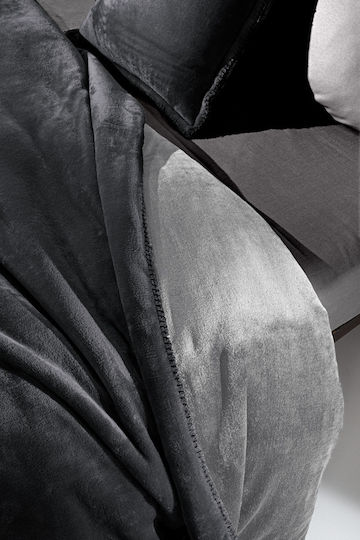 Guy Laroche Velvet Σετ Κουβέρτα Fleece Μονή 160x220εκ. Anthracite