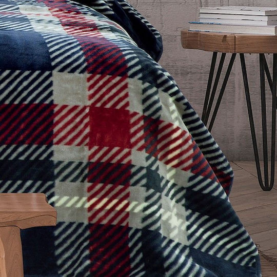 Kocoon Colin Κουβέρτα Βελουτέ Υπέρδιπλη 220x240εκ. Μπλε