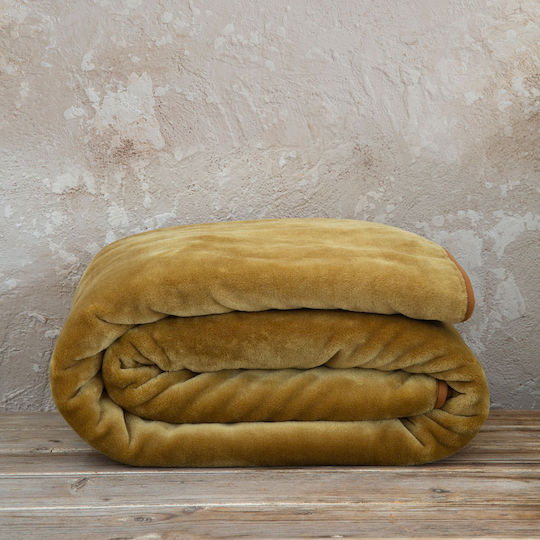 Nima Coperta Κουβέρτα Βελουτέ Μονή 160x220εκ. Brown / Gold