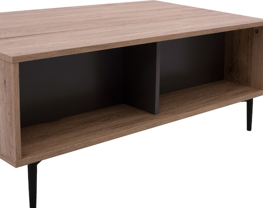 Rechteckiges Zentral Kaffeetisch Holz mit Hebemechanismus Beiges M100xT100xH39cm Freebox