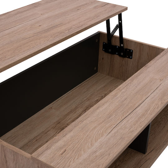 Rechteckiges Zentral Kaffeetisch Holz mit Hebemechanismus Beiges M100xT100xH39cm Freebox