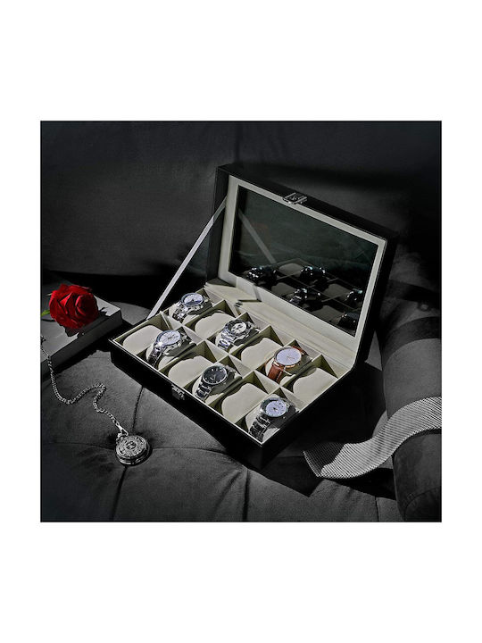 Songmics Watch Case for 12 Watches Black JWB12BE