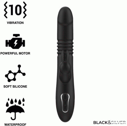 Dream Love Black & Silver Kenji Δονητής Rabbit με Απομακρυσμένο Έλεγχο Stimulating Vibe 24.5cm Black