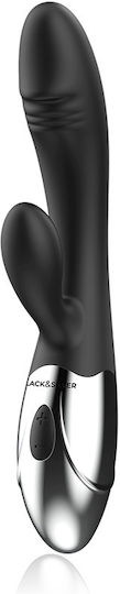 Dream Love Black & Silver Kaleb Δονητής Rabbit Stimulating Vibe 20cm Μαύρος