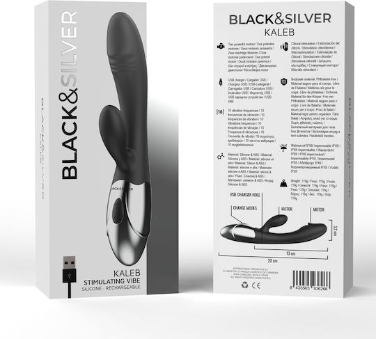 Dream Love Black & Silver Kaleb Δονητής Rabbit Stimulating Vibe 20cm Μαύρος