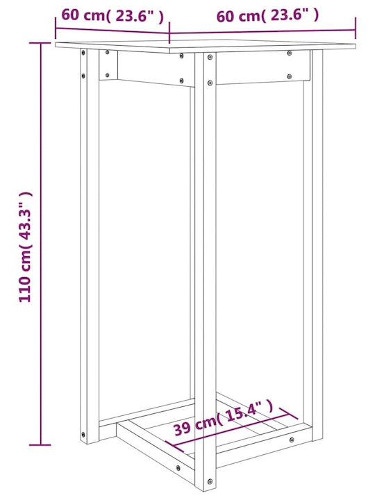 Tisch Bar aus Massivholz Pine tree 60x60x110cm