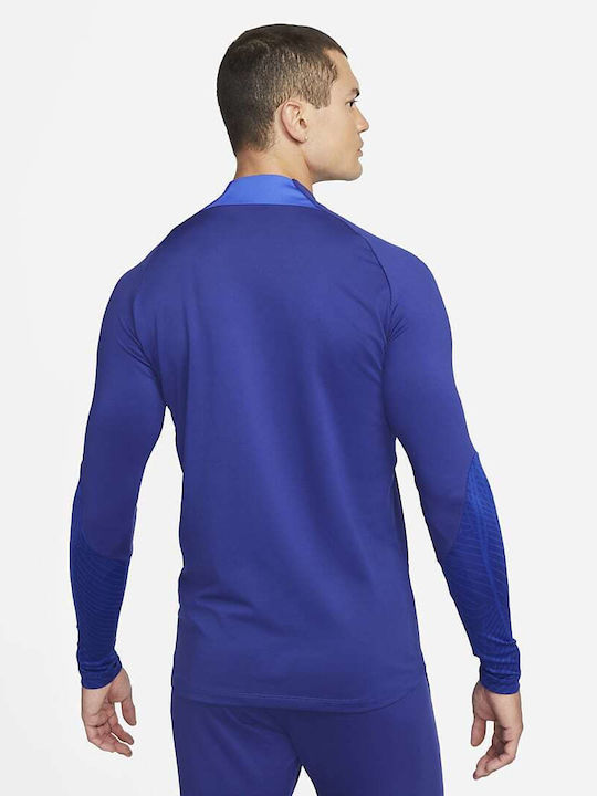 Nike Netherlands Strike Herren Sportliches Langarmshirt Ausschnitt mit Reißverschluss Deep Royal Blue/Hyper Royal/White