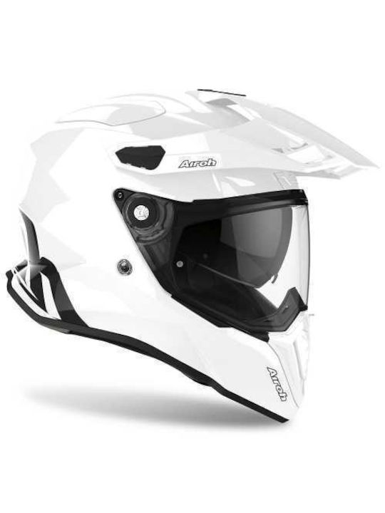 Airoh Commander On-Off Helmet with Pinlock and Sun Visor ECE 22.05 1430gr White Gloss