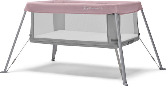Kinderkraft Movi Παρκοκρέβατο 2 Επιπέδων με Στρώμα Grey-Pink 93.5x55.5cm