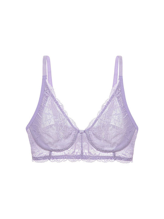 Amourette Charm Triangle Triangle Bra without Padding without Underwire Purple