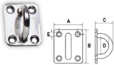 Eval Pad Eye Patru șuruburi cu inel 6mm 33x40mm