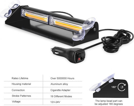 Flexzon Bară De Semnalizare Pentru Mașină LED 12 / 24V 35cm Cu Iluminare Portocalie