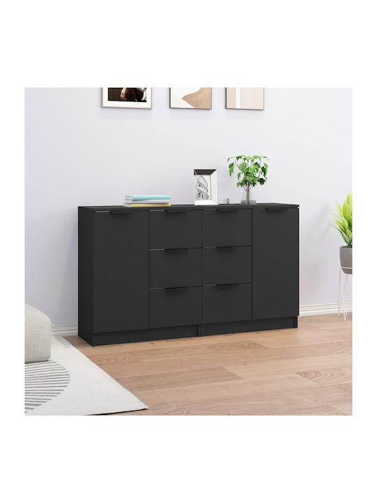 Office Storage Chipboard Cabinet Black Velvet-Black Metal L60xW30xH70cm