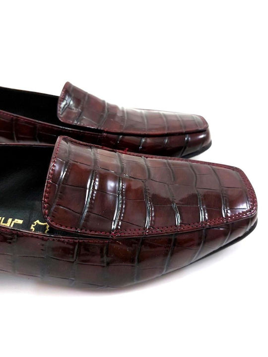 WOMEN'S LOAFERS CROCO LOUFRINI Bordeaux - Bordeaux