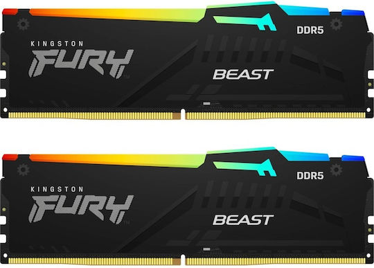 Kingston Fury Beast RGB DDR5 64GB RAM με 2x32GB Modules και Ταχύτητα 5200 για Desktop