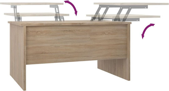 Rechteckiges Zentral Kaffeetisch Holz mit Hebemechanismus Beige M80xB50xH42,5cm