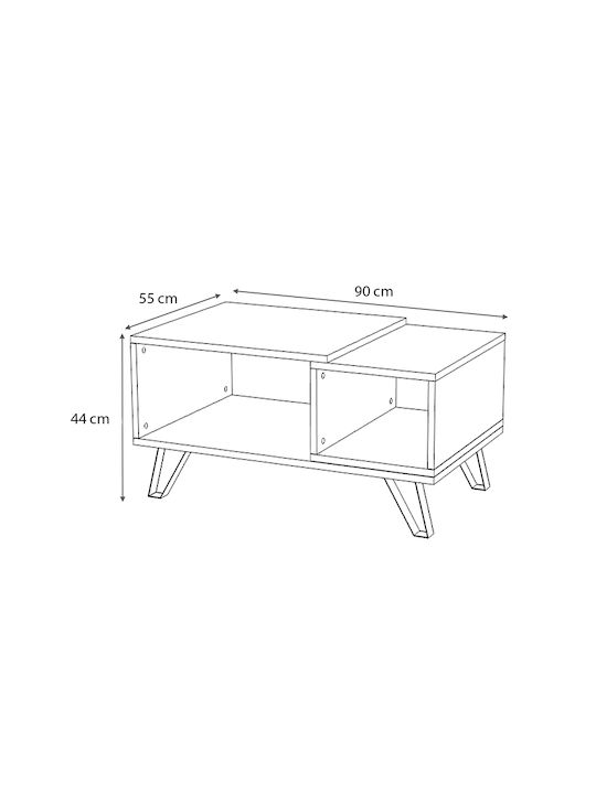 Rechteckig Couchtisch Don Charcoal L90xB55xH44cm