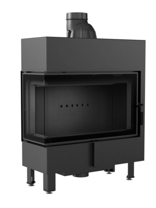 Kratki Lucy 14 Slim L BS Black Ενεργειακό Τζάκι Ξύλου 10kW Αριστερή Γωνία με Ανοιγόμενη Πόρτα