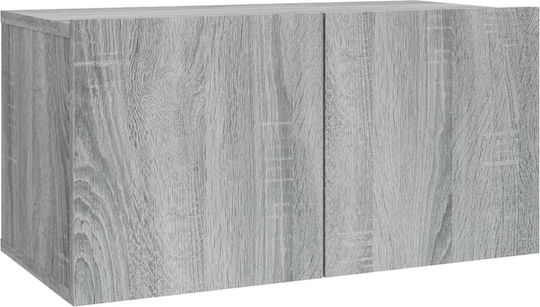 Wall-Mounted Living Room Cabinet Made of Particle Board with Lighting Grey 80x30x30cm