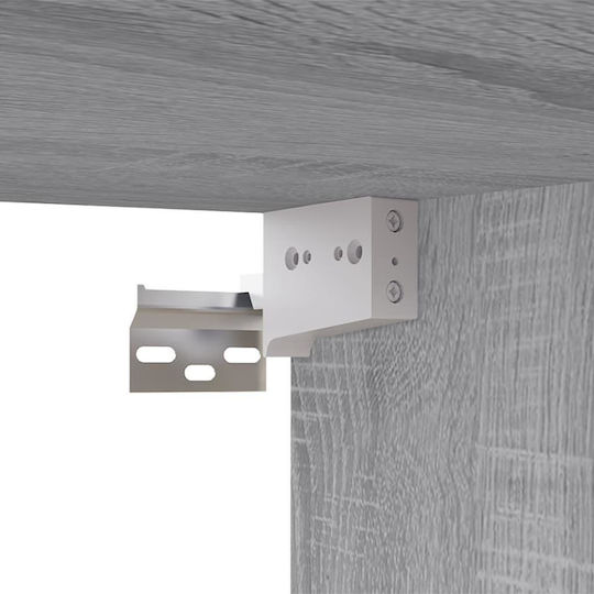 Wall-Mounted Living Room Cabinet Made of Particle Board with Lighting Grey 80x30x30cm