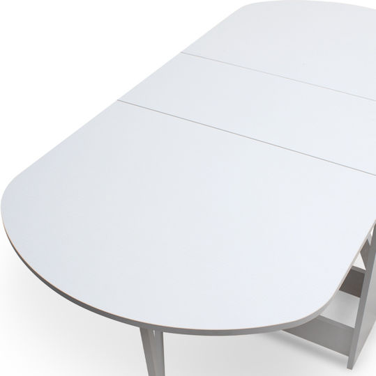 Winslet Table Dining Room Extendable Collapsible Wooden White 117(+80)x80x76cm
