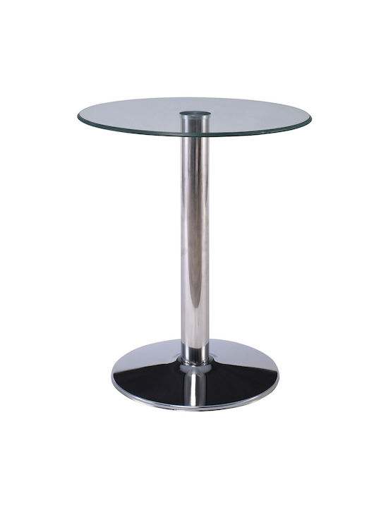 Round Side Table Bitt Glass Transparent L60xW60xH65cm