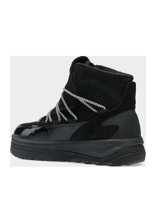 Leder Stiefeletten Damen Schwarz