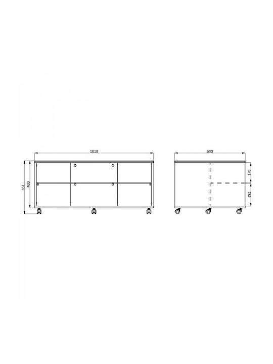 Rectangular Central Coffee Table Bert Wooden with Wheels Artisan Oak White Lacquer M101xW60xH45cm