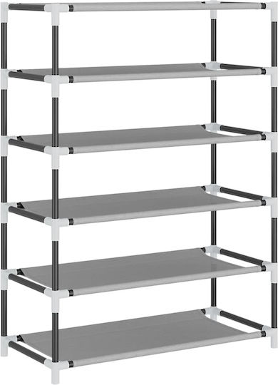 Fabric Shoe Organizer with 4 Shelves Gray 60x28x90cm