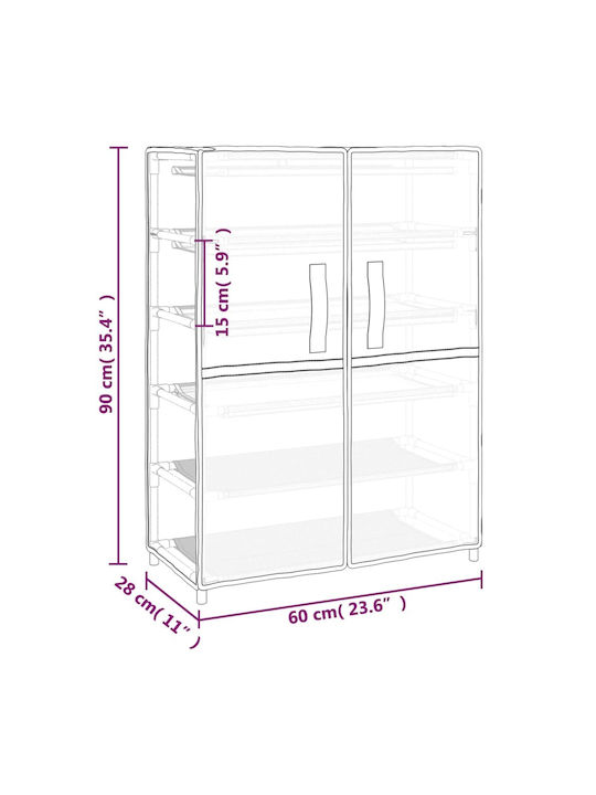 Stoff Schuhschrank mit 4 Regalen Gray L60xW28xH90cm