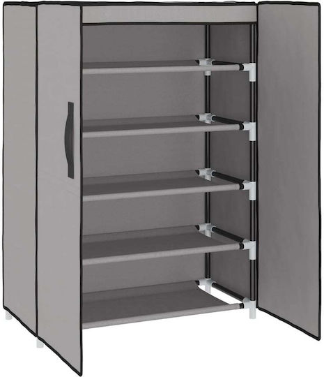 Fabric Shoe Organizer with 4 Shelves Gray 60x28x90cm