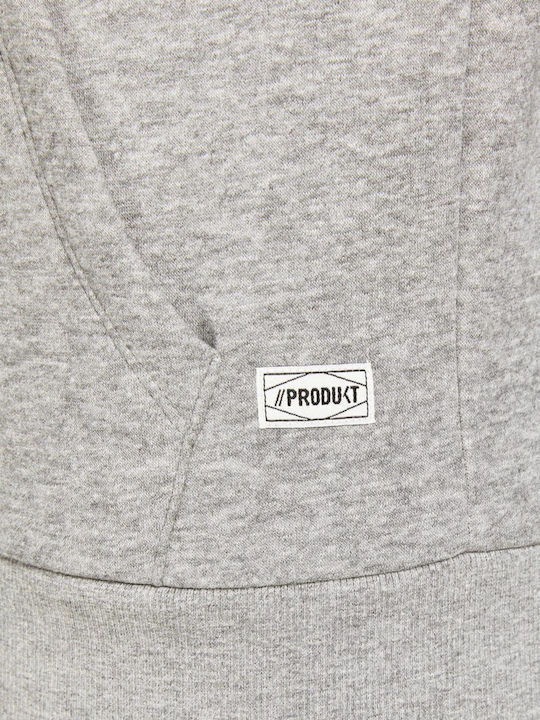 Ζακέτα με Κουκούλα Light Grey Melange