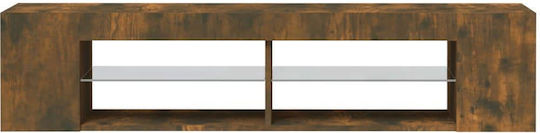 TV Stand Made of Wood and Glass with LED Lighting Smoky Oak M135xW39xH30cm