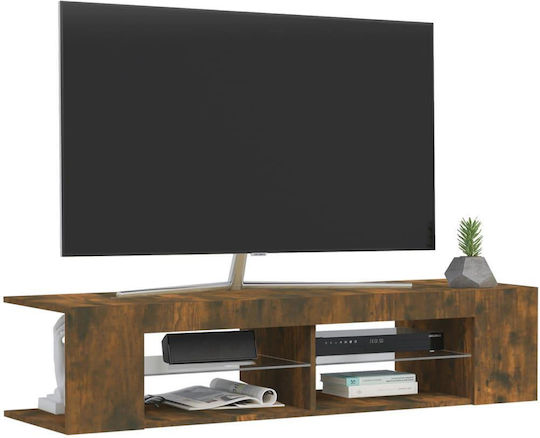 TV Stand Made of Wood and Glass with LED Lighting Smoky Oak M135xW39xH30cm